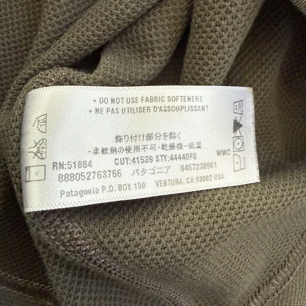 Patagonia Pullover Mens L Olive Green Half‎ Zip Capilene 3 Polartec Base Layer